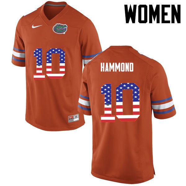 Florida Gators Women #10 Josh Hammond College Football USA Flag Fashion Orange